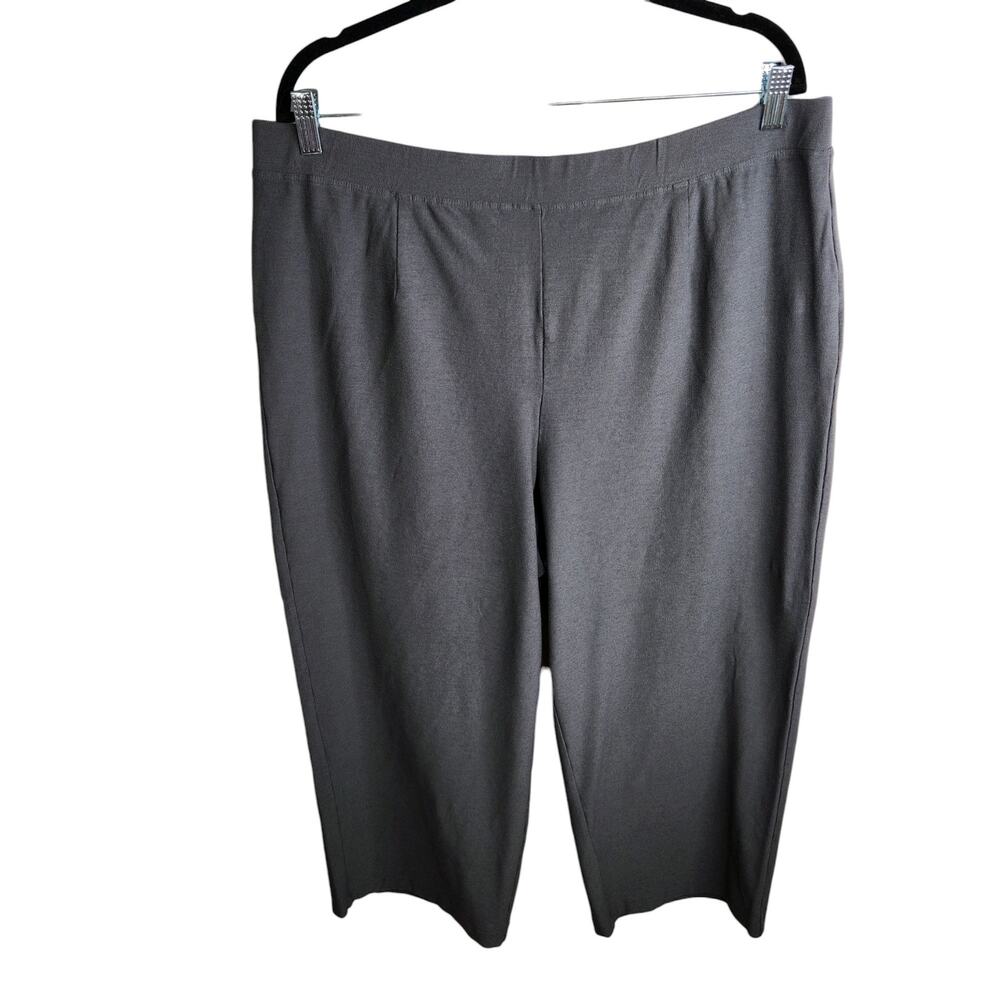 Eileen Fisher Woman Washable Stretch Crepe Crop Pants Gray Women's Plus Size 2X